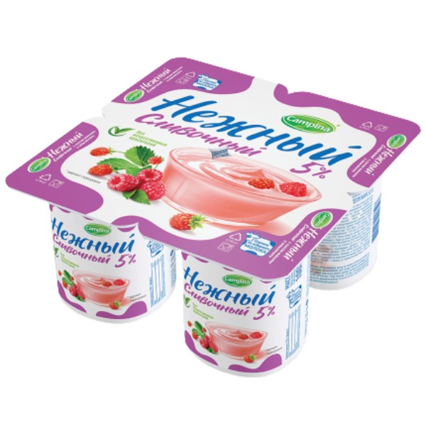 Йогурт "Нежный" сливочный 5% с соком малины и земляники 100г