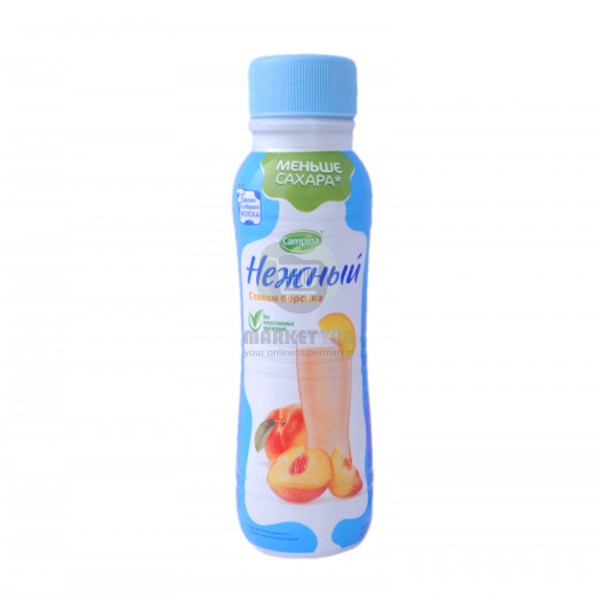 Питьевой йогурт "Campina" с нежным персиковым соком 0,1% 285гр.