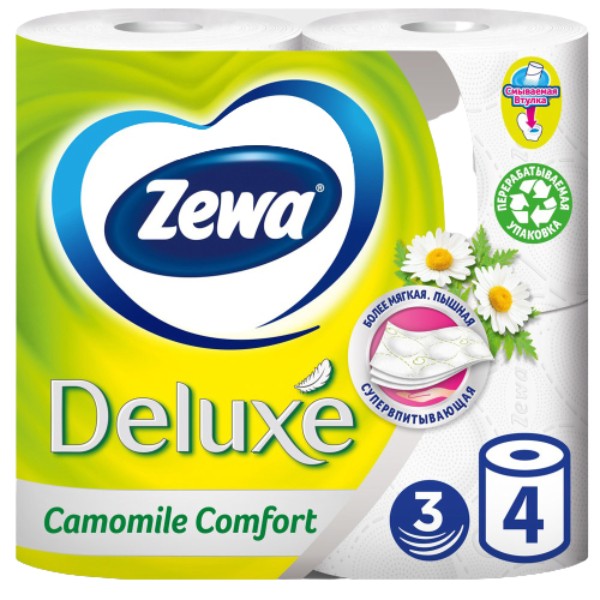 Toilet paper "Zewa" Deluxe chamomile 3-ply 4pcs