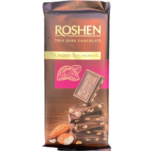 Шоколадная плитка "Roshen" черный с подсоленным миндалем 85г