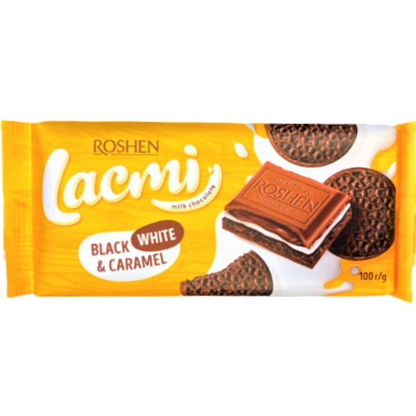 Շոկոլադե սալիկ «Roshen» Lacmi կաթնային շոկոլադ թխվածքաբլիթներով 100գ