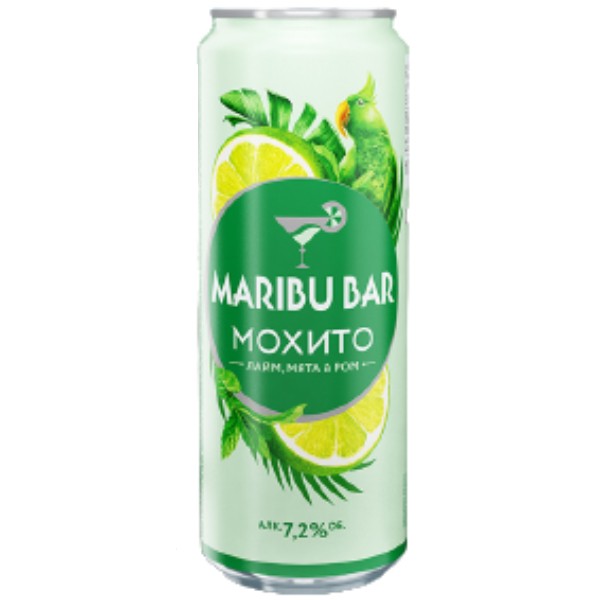 Напиток «Maribu Bar» Мохито газированный слабоалкогольный 7.2% ж/б 0.45л