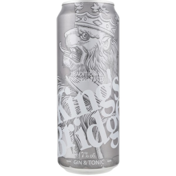 Light alcohol carbonated drink "Kings Bridge" with gin and tonic flavor in a 450ml can