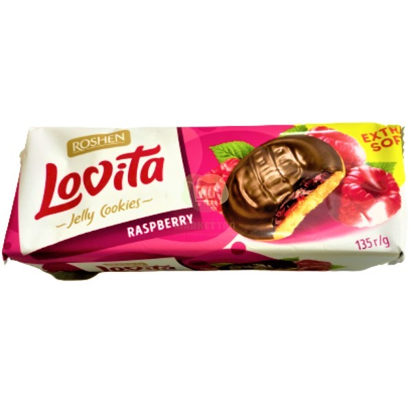 Печенье "Roshen" Lovita сдобное с желейной начинкой малина 135г