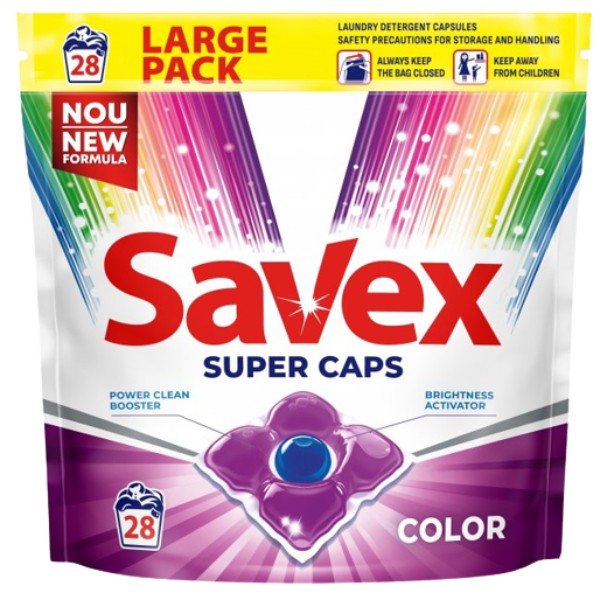 Լվացքի պարկուճներ «Savex» Սուպեր Կապս Կոլոր 28հատ