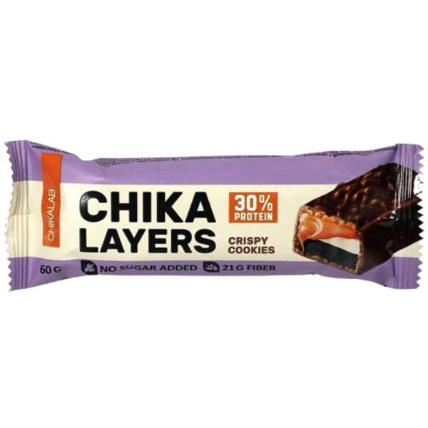 Բատոնչիկ «ChikaLab» պրոտեին ջնարակված խրթխրթան թխվածքաբլիթներ կրկնակի շոկոլադով 60գ