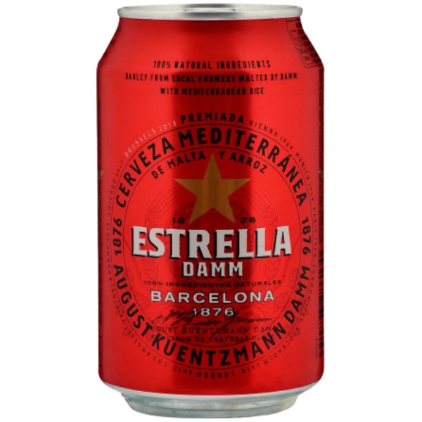 Пиво "Estrella Damm" 4.6% ж/б 0.33л