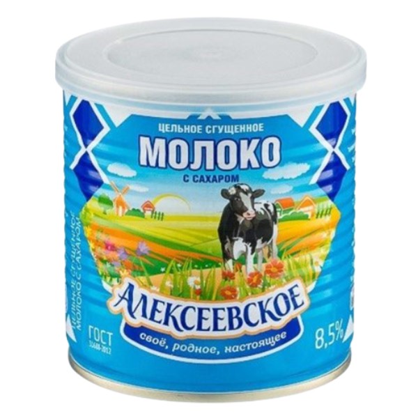 Condensed milk "Alekseevskoe" with sugar 8.5% 360g