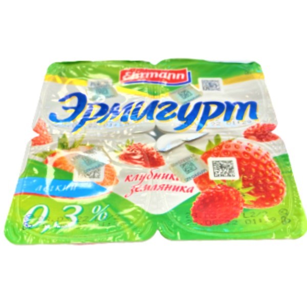 Yogurt product "Ehrmann" Ermigurt light strawberry wild strawberry 0.3% 95g