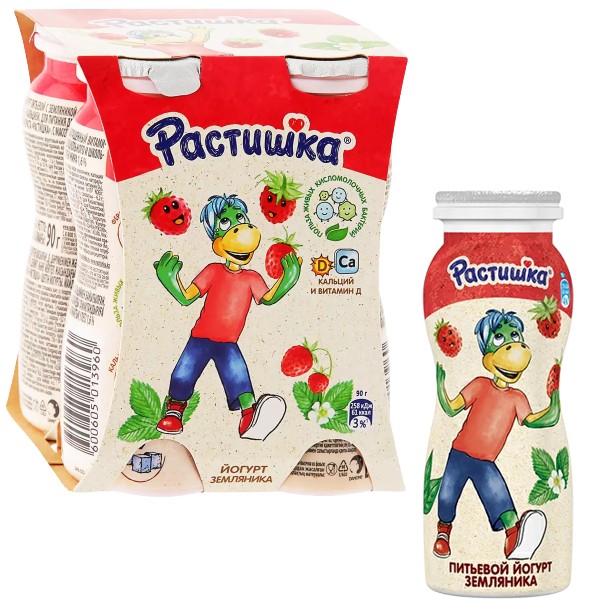 Drinking yogurt "Rastishka" wild strawberry 1.6% 90g