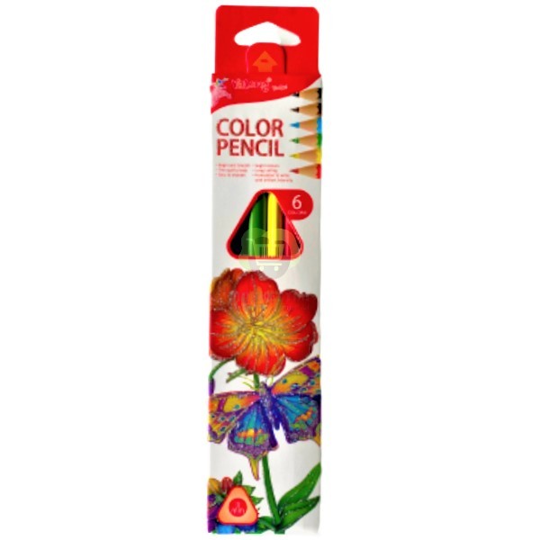 Карандаши цветные "Yalong" красный 6 цветов