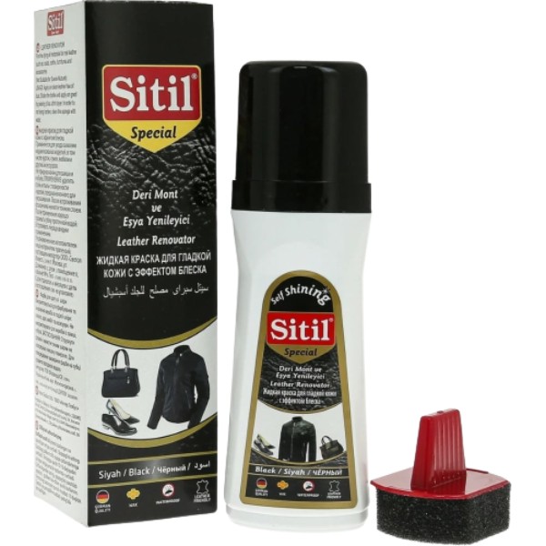 Cream-paint liquid "Sitil" classical restorative for leather black 100ml