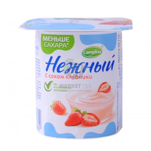 Yoghurt "Nezhniy" creamy 1.2% with strawberry juice 100g