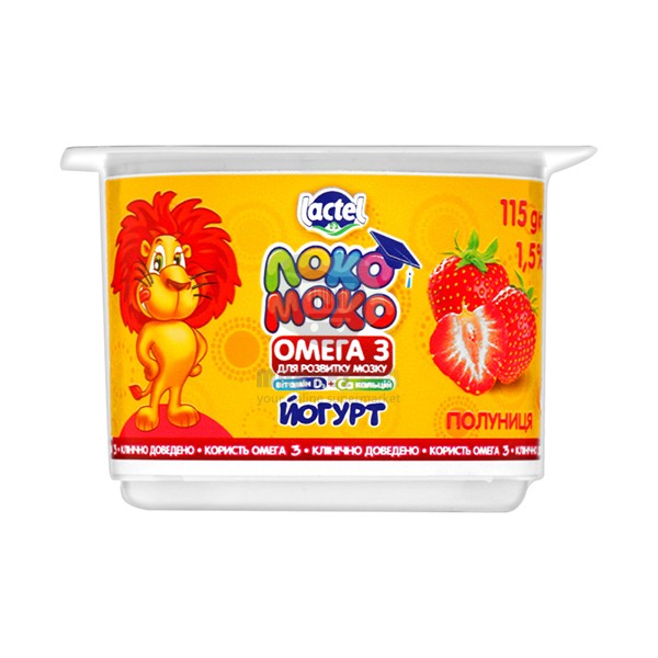 Йогурт "Lactel" Локо Моко, клубника 1,5% 115 гр