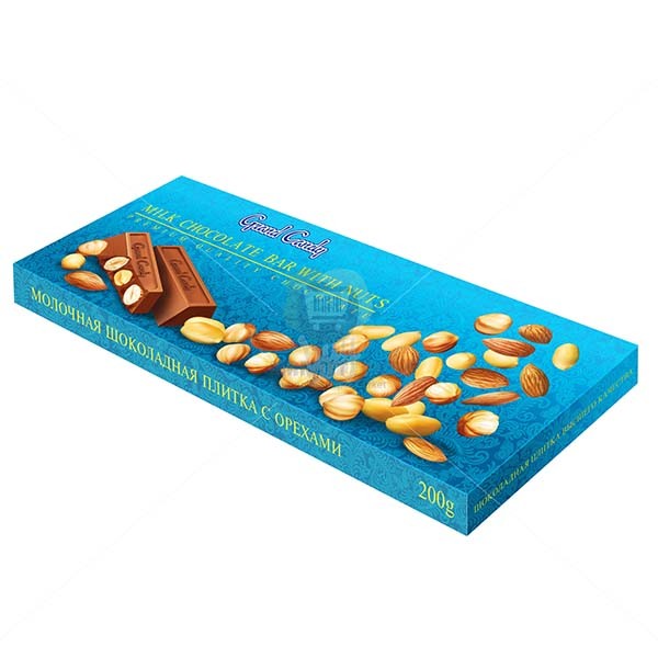 Chocolate bar "Grand Candy" milk chocolate with nuts 200 gr