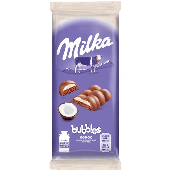 Шоколад молочный "Milka" Bubbles кокос 97г