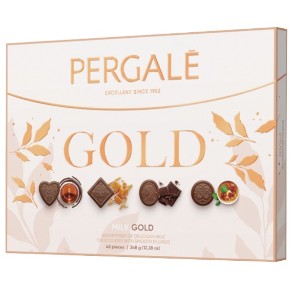 Набор шоколадных конфет "Pergale" Gold с молочным шоколадом 348г
