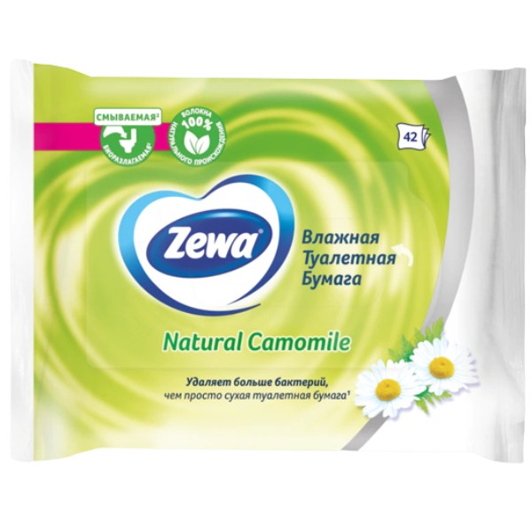 Toilet paper "Zewa" wet natural chamomile 42pcs