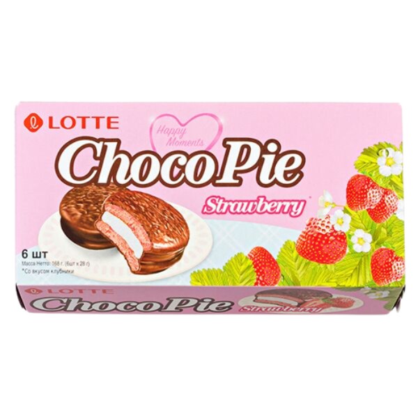 Թխվածքաբլիթ-սենդվիչ «Lotte» Choco Pie ելակի համով 6*26գ