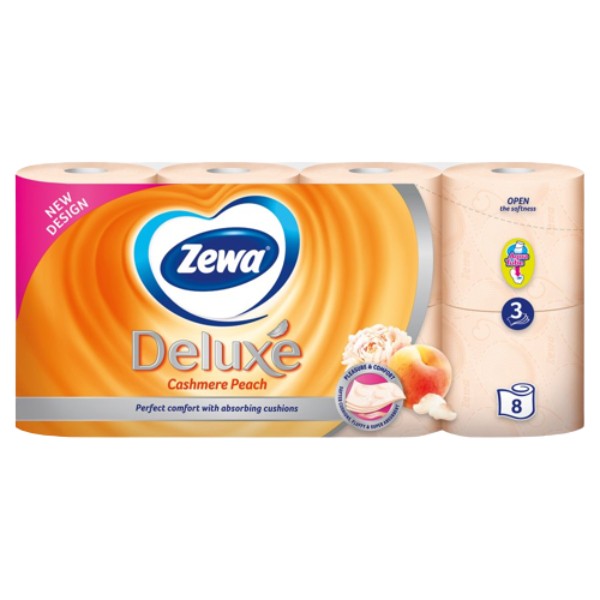Туалетная бумага "Zewa" Deluxe персик 3-х слойная 8шт