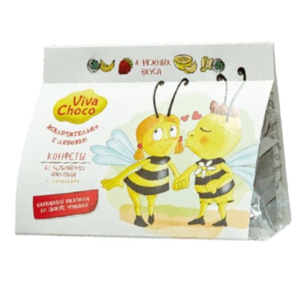 Chocolate candies "Viva Choco" Bees with filling 100g
