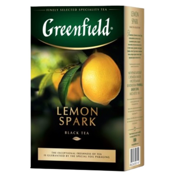 Чай "Greenfield" Lemon Spark черный цейлонский с ароматом и цедрой лимона листовой 100г