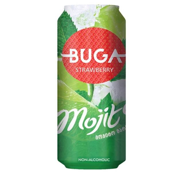 Carbonated non-alcoholic drink "Buga" sweet mojito strawberry flavor 330ml