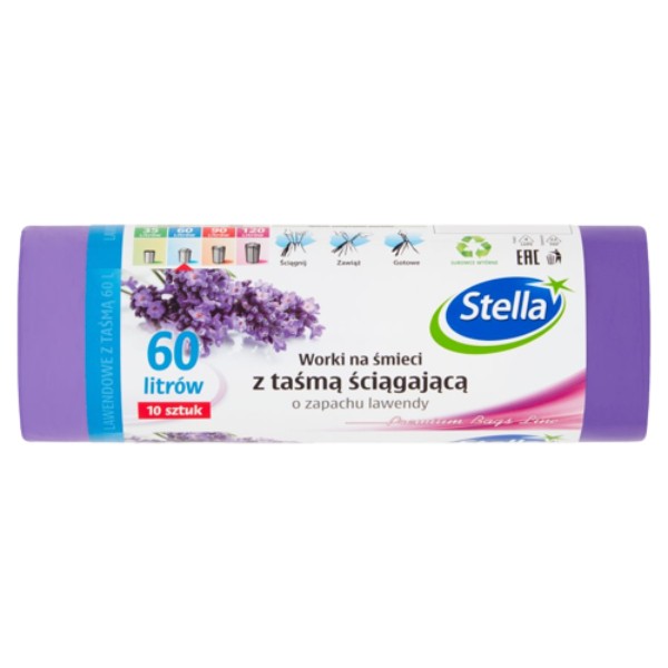 Garbage bags "Stella" with handles lavender scent 60l 10pcs