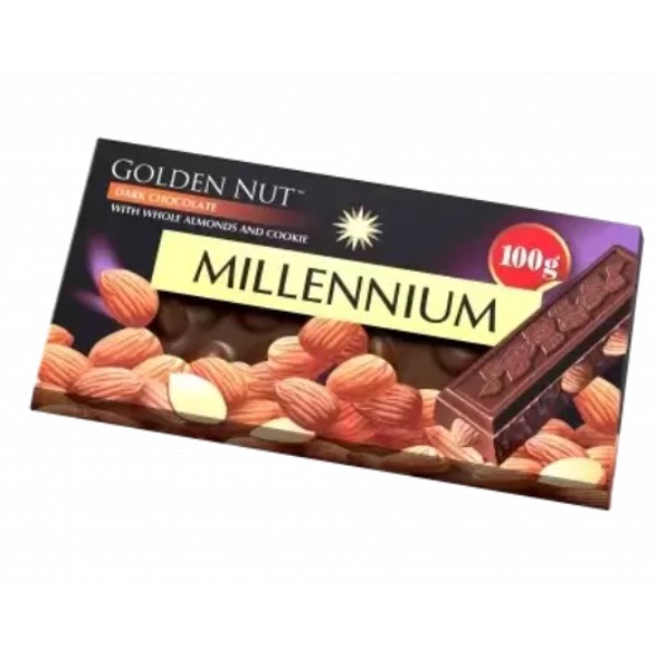 Chocolate bar "Millennium" dark chocolate with almonds 100g