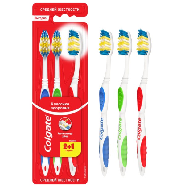 Toothbrush "Colgate" Classic medium hard 3pcs