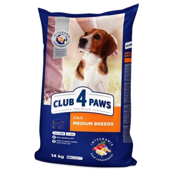 Сухой корм для собак "Club 4 Paws"для средних и взрослых пород 14 кг