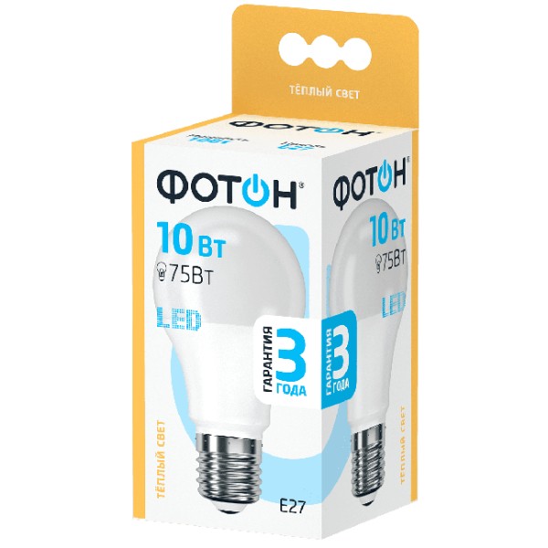 Bulb "Photon" LED warm light A60 E27 10W 3000 1pcs