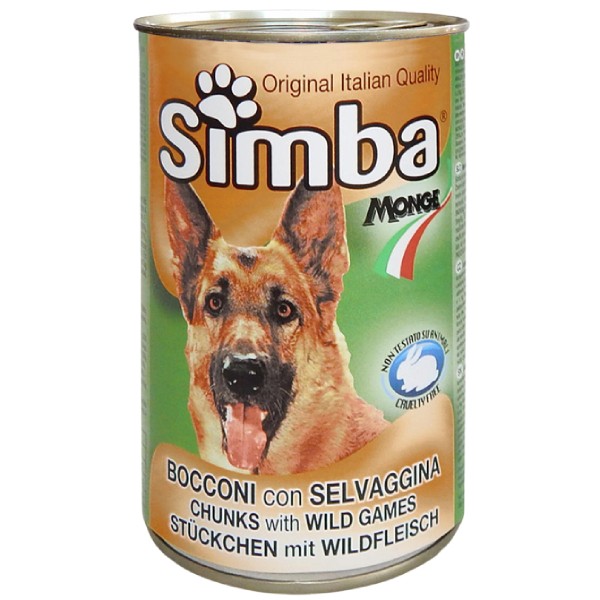 Консервы для собак "Simba" с кусочками дичью 1230г