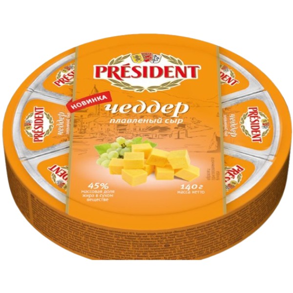 Processed cheese "President" cheddar 140g
