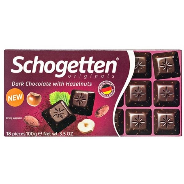 Шоколадная плитка "Schogetten" темный шоколад с лесным орехом 100г
