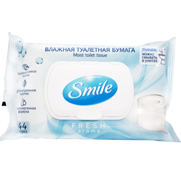 Влажная туалетная бумага "Smile" Fresh aroma 44шт