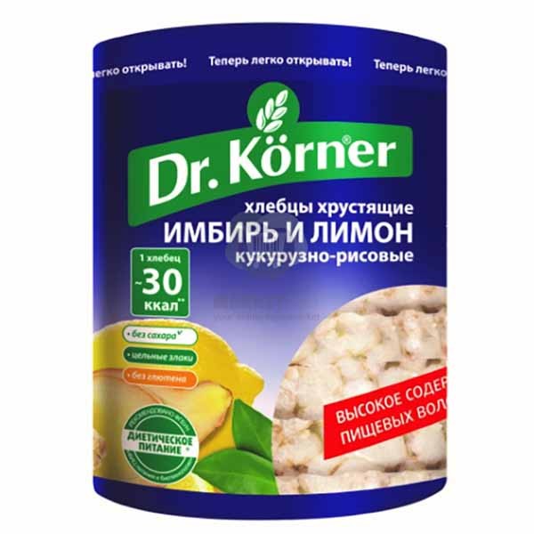 Խրթխրթան հացիկներ «Dr. Korner» կոճապղպեղով և կիտրոնով 90գր