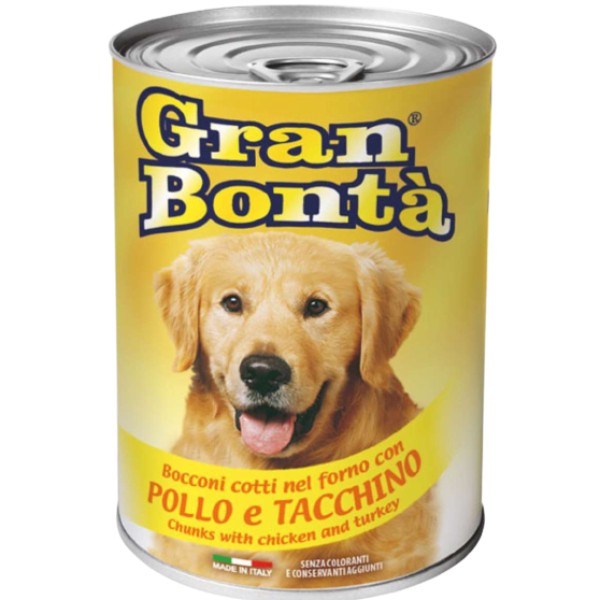 Canned food for dogs "Monge" Grand Bonta with chicken and turkey 400g